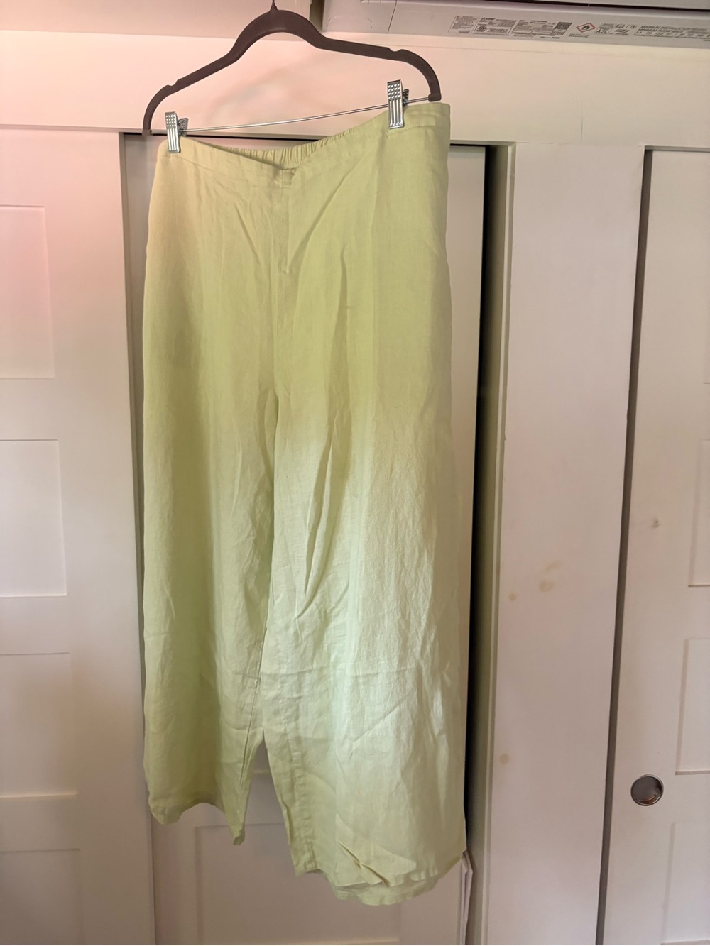 Flax Pale Green Wide-Leg 100% Linen Pants
